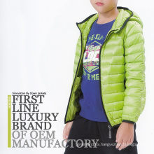 Chaqueta de invierno de peso ligero verde Niños 2016 Goose Down Clothes Manufactory